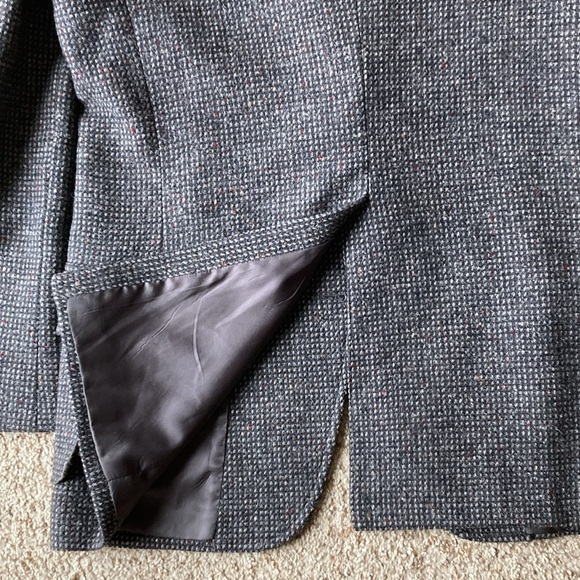 Vtg Pendleton Men’s Gray Multi-Color Fleck Tweed Wool Blazer Jacket Suede Trim - Picture 13 of 15